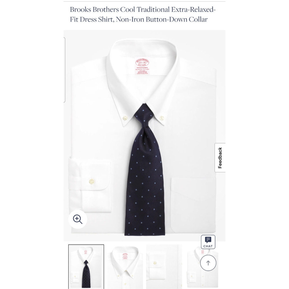 Brooks Brothers 18 34/35 Cotton Dress Shirt Non-Iron White EUC Madison Fit